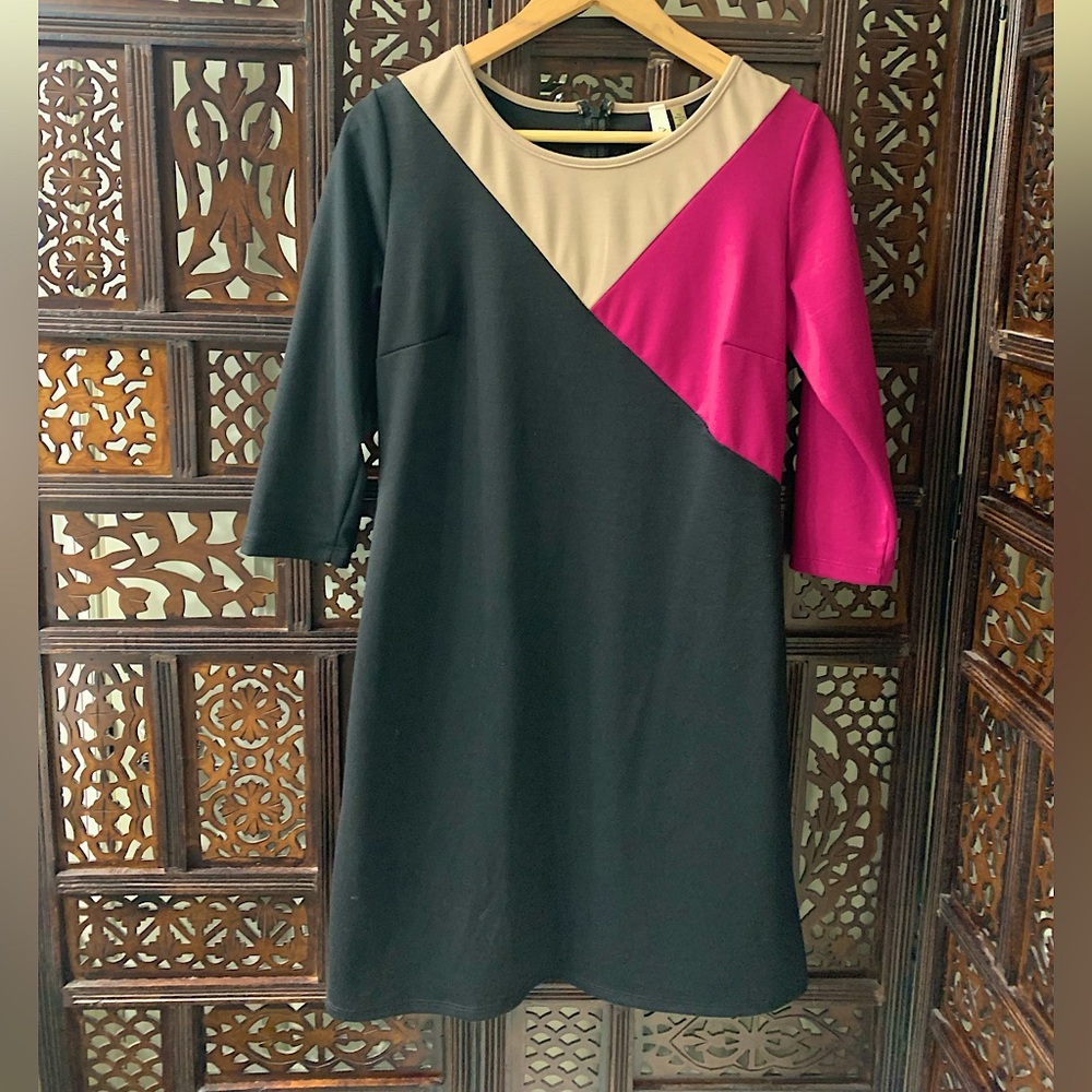 NY collection graphic statement dress Berry entity color, small petite. New